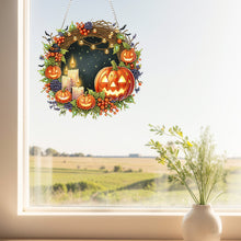 Load image into Gallery viewer, 2D Flat Acrylic DIY Halloween Pumpkin Hanging Diamond Art Kits Wall Door Decor
