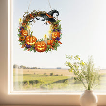 Load image into Gallery viewer, 2D Flat Acrylic DIY Halloween Wreath Hanging Diamond Art Kits Wall Door Decor
