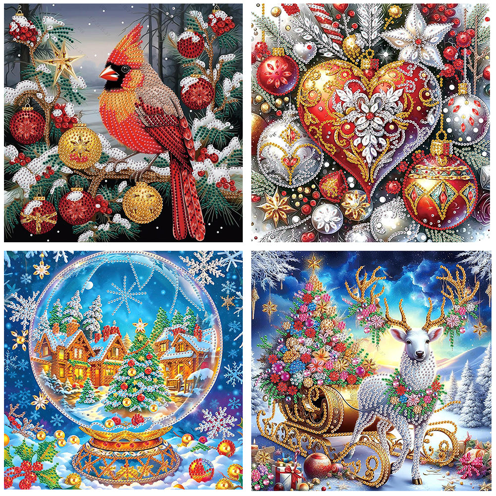 4pcs Diamond Painting - Partial Special Shaped - Christmas (30*30CM)