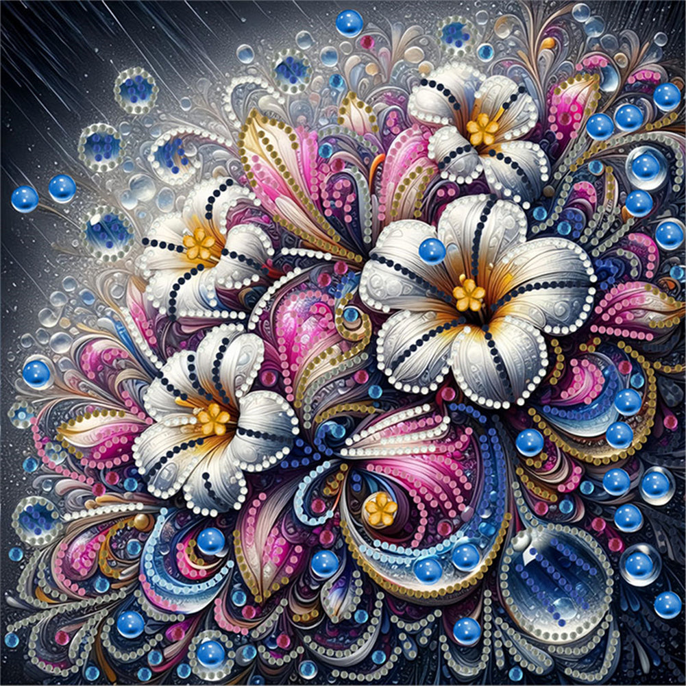 Diamond Painting - Partial Special Shaped - Blooming Flowers (30*30CM)