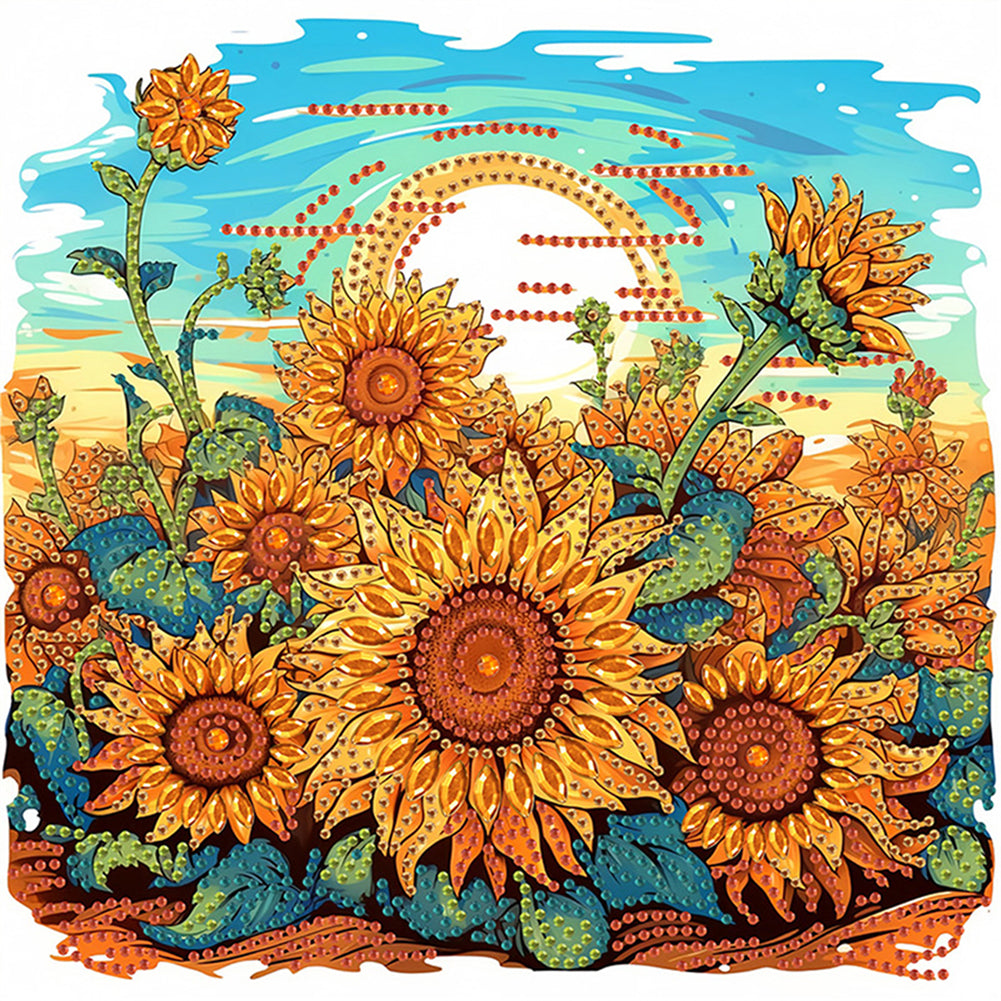 Diamond Painting - Partial Special Shaped - Blooming Sunflower (30*30CM)