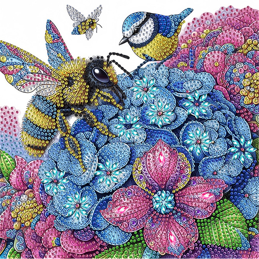 Diamond Painting - Partial Special Shaped - Hydrangea Bee (30*30CM)