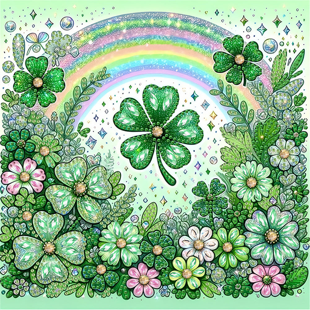 Diamond Painting - Partial Special Shaped - Blooming Clover (30*30CM)