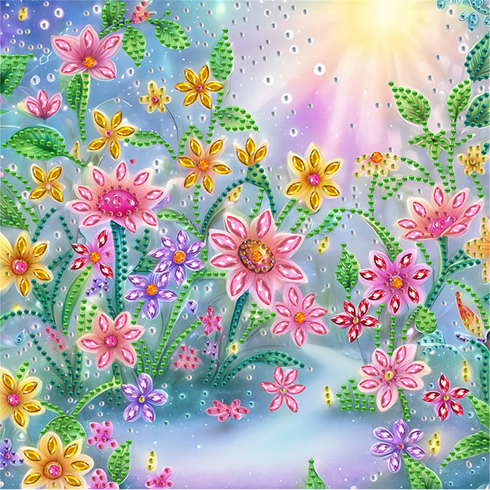 Diamond Painting - Partial Special Shaped - Blooming Flowers (30*30CM)