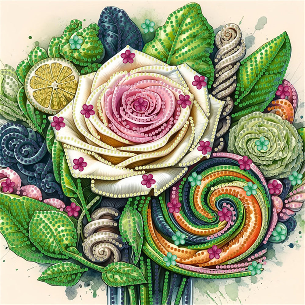 Diamond Painting - Partial Special Shaped - Blooming Flowers (30*30CM)