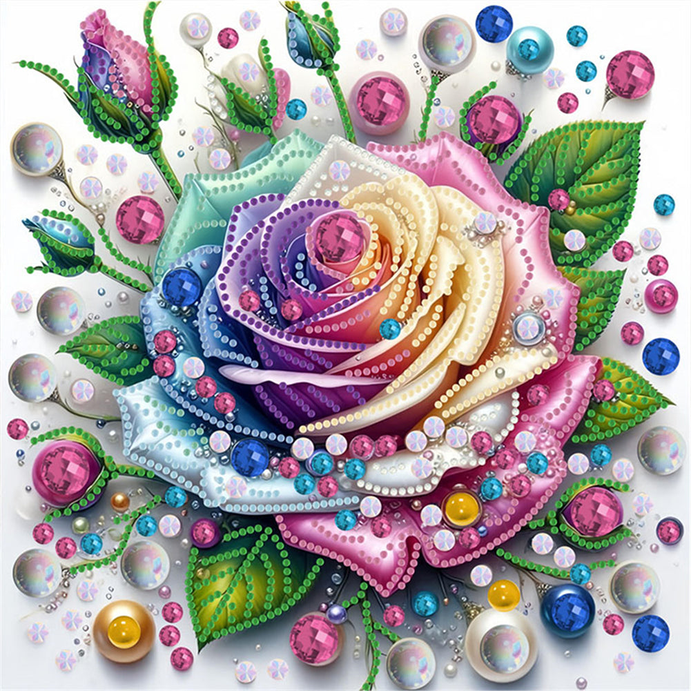 Diamond Painting - Partial Special Shaped - Blooming Flowers (30*30CM)