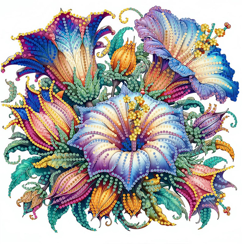 Diamond Painting - Partial Special Shaped - Blooming Flowers (30*30CM)