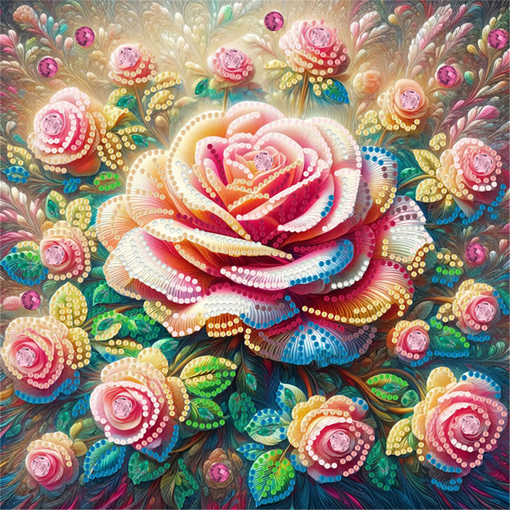 Diamond Painting - Partial Special Shaped - Blooming Flowers (30*30CM)