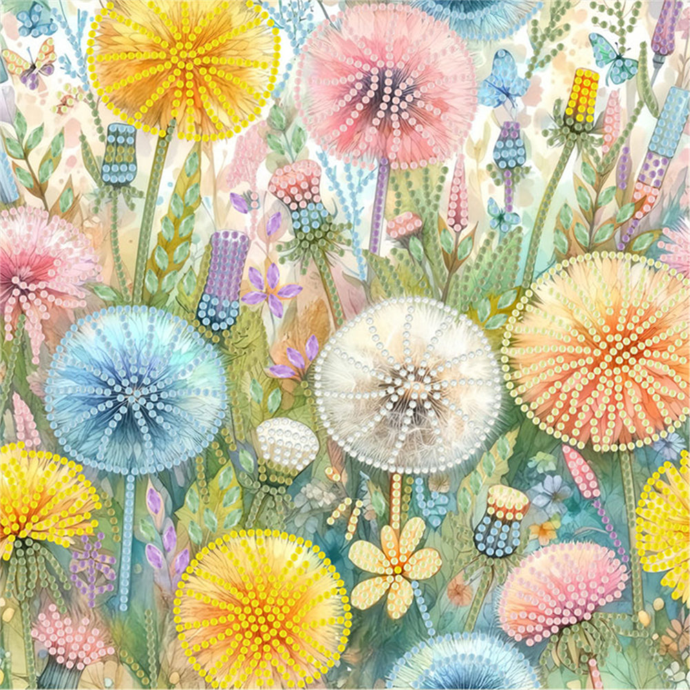 Diamond Painting - Partial Special Shaped - Blooming Dandelion (30*30CM)