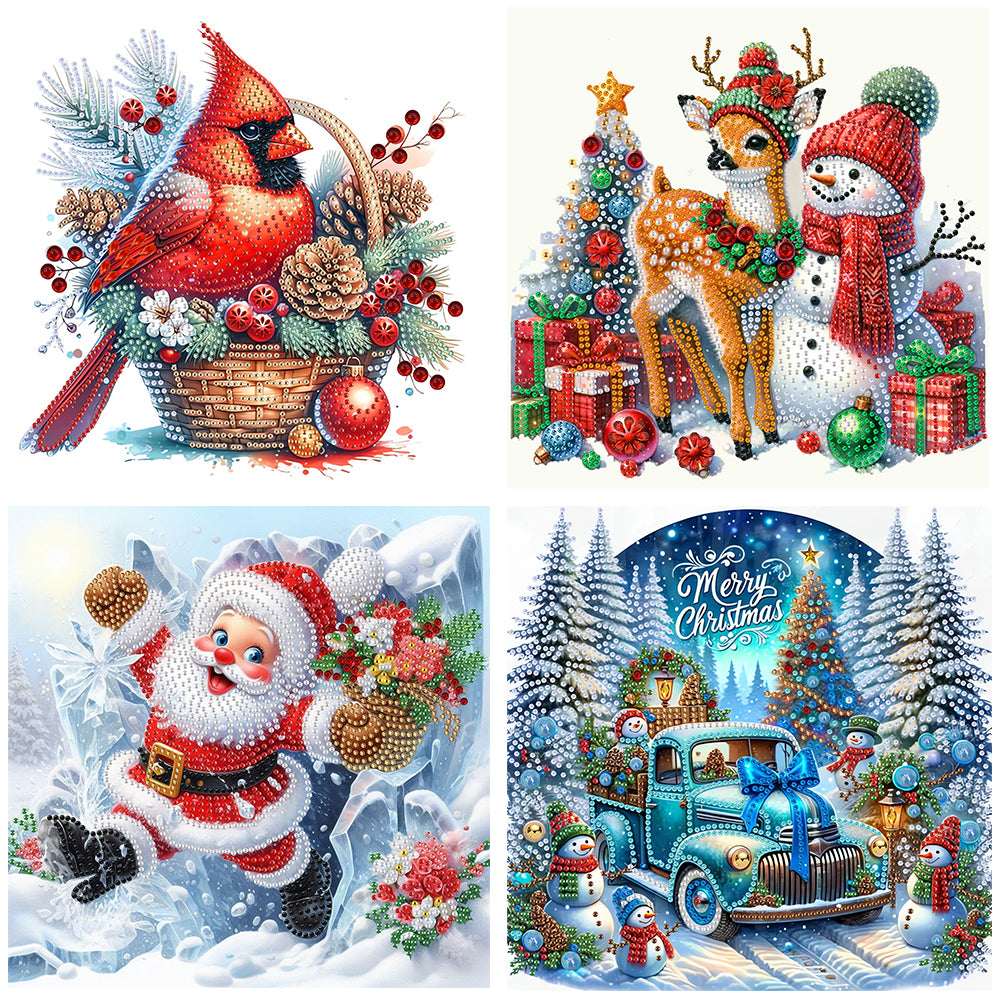4pcs Diamond Painting - Partial Special Shaped - Christmas (30*30CM)