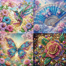 Load image into Gallery viewer, 4pcs Diamond Painting - Partial Special Shaped - Flowers And Birds (30*30CM)
