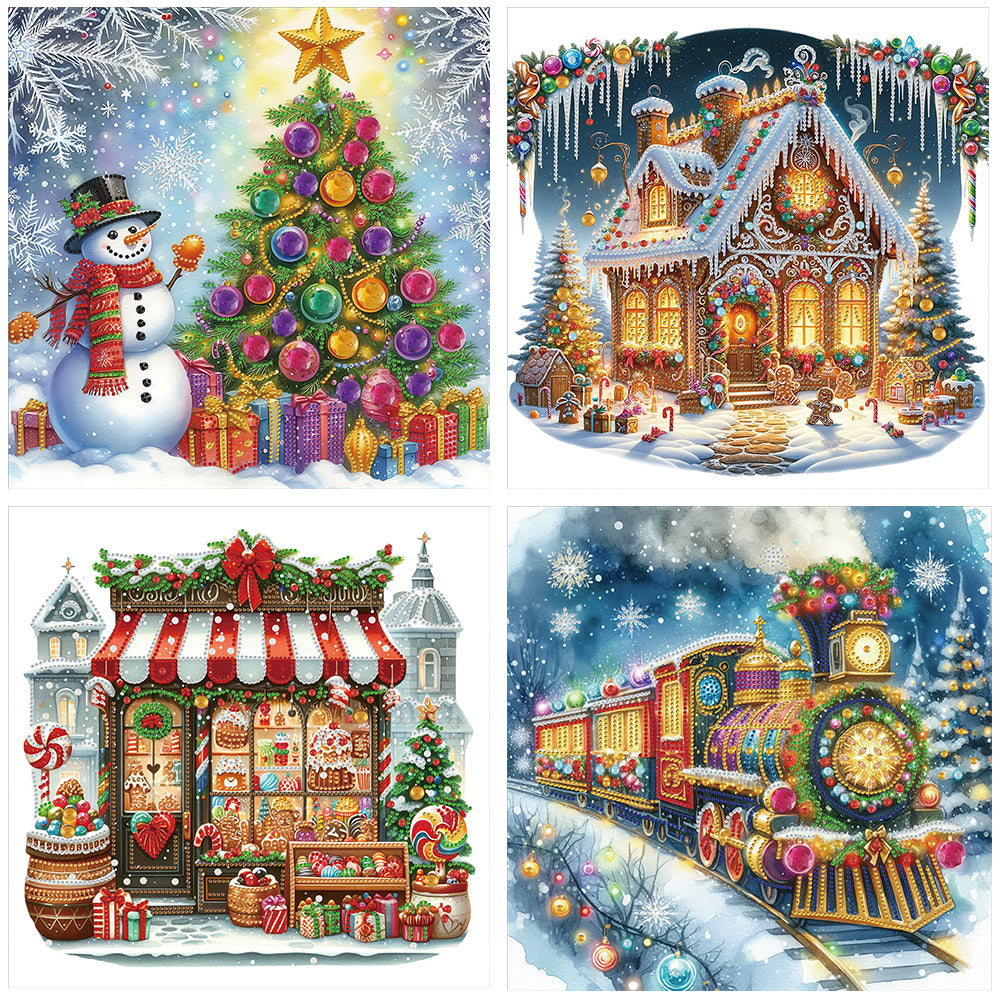 4pcs Diamond Painting - Partial Special Shaped - Christmas (40*40CM)