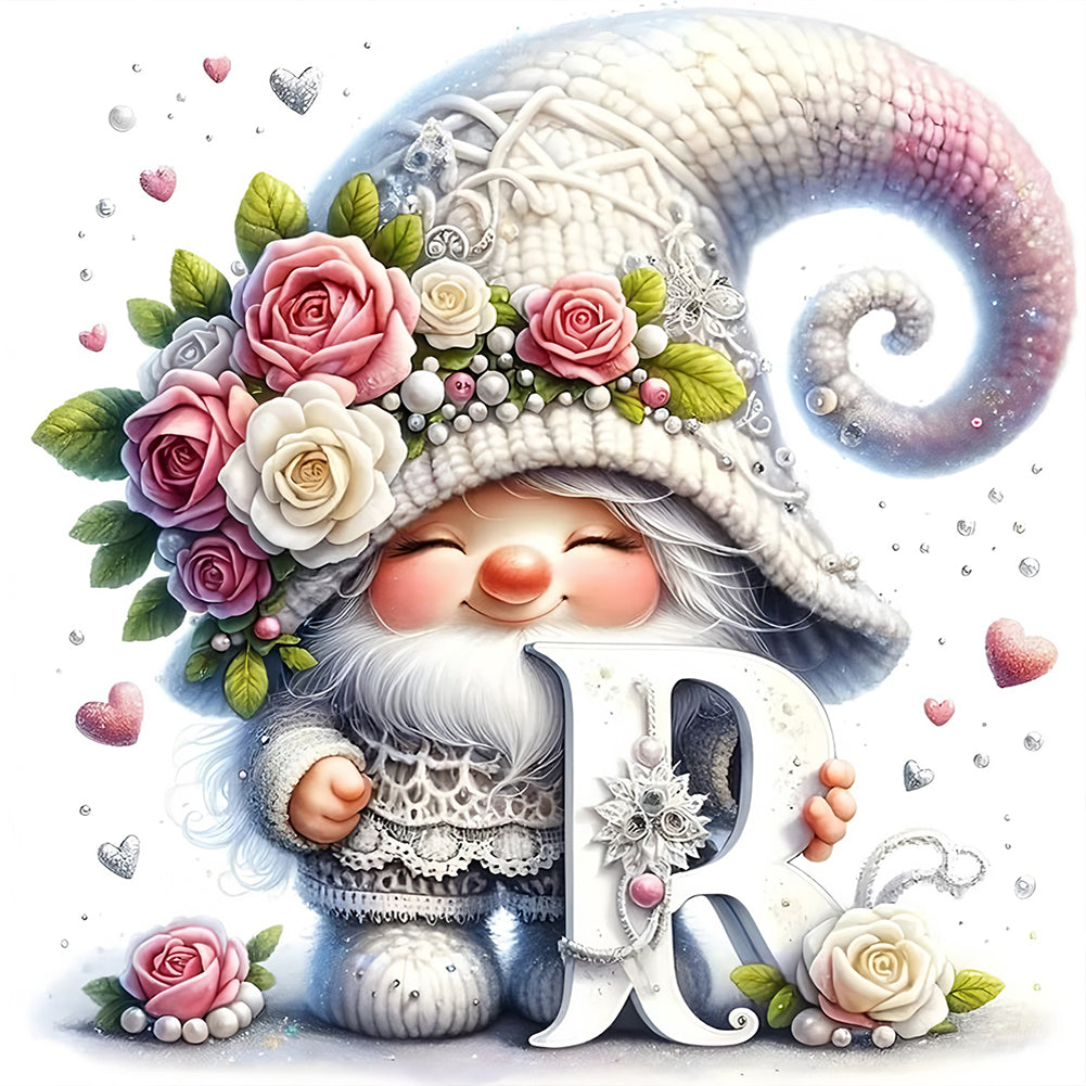 Diamond Painting - Full Round - Gnome With Flowers (40*40CM)