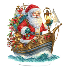 Load image into Gallery viewer, 2D Flat Print Santa Claus &amp; Boat DIY Table Top Diamond Painting Ornament Kits
