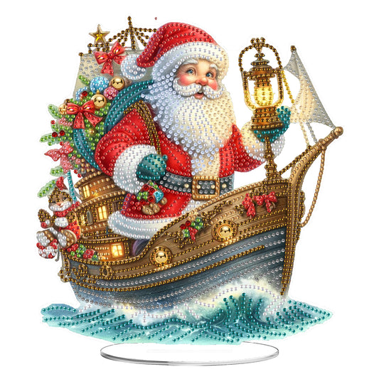 2D Flat Print Santa Claus & Boat DIY Table Top Diamond Painting Ornament Kits