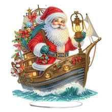 Load image into Gallery viewer, 2D Flat Print Santa Claus &amp; Boat DIY Table Top Diamond Painting Ornament Kits
