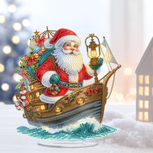 Load image into Gallery viewer, 2D Flat Print Santa Claus &amp; Boat DIY Table Top Diamond Painting Ornament Kits
