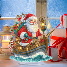 Load image into Gallery viewer, 2D Flat Print Santa Claus &amp; Boat DIY Table Top Diamond Painting Ornament Kits
