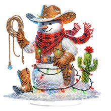 Load image into Gallery viewer, 2D Flat Print Western Cowboy Snowman DIY Table Top Diamond Painting Ornament Kit
