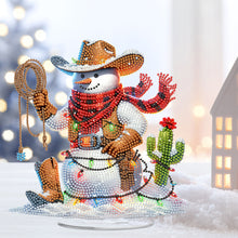 Load image into Gallery viewer, 2D Flat Print Western Cowboy Snowman DIY Table Top Diamond Painting Ornament Kit

