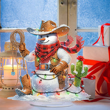 Load image into Gallery viewer, 2D Flat Print Western Cowboy Snowman DIY Table Top Diamond Painting Ornament Kit
