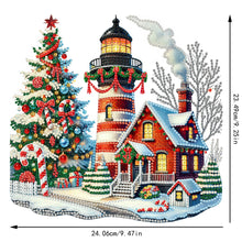 Load image into Gallery viewer, 2D Flat Print Xmas Lighthouse DIY Table Top Diamond Painting Ornament Kits
