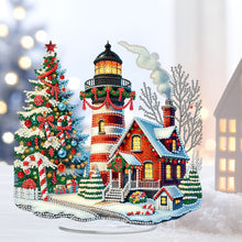 Load image into Gallery viewer, 2D Flat Print Xmas Lighthouse DIY Table Top Diamond Painting Ornament Kits
