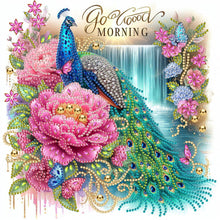 Load image into Gallery viewer, Diamond Painting - Partial Special Shaped - Peacock And Flowers (30*30CM)
