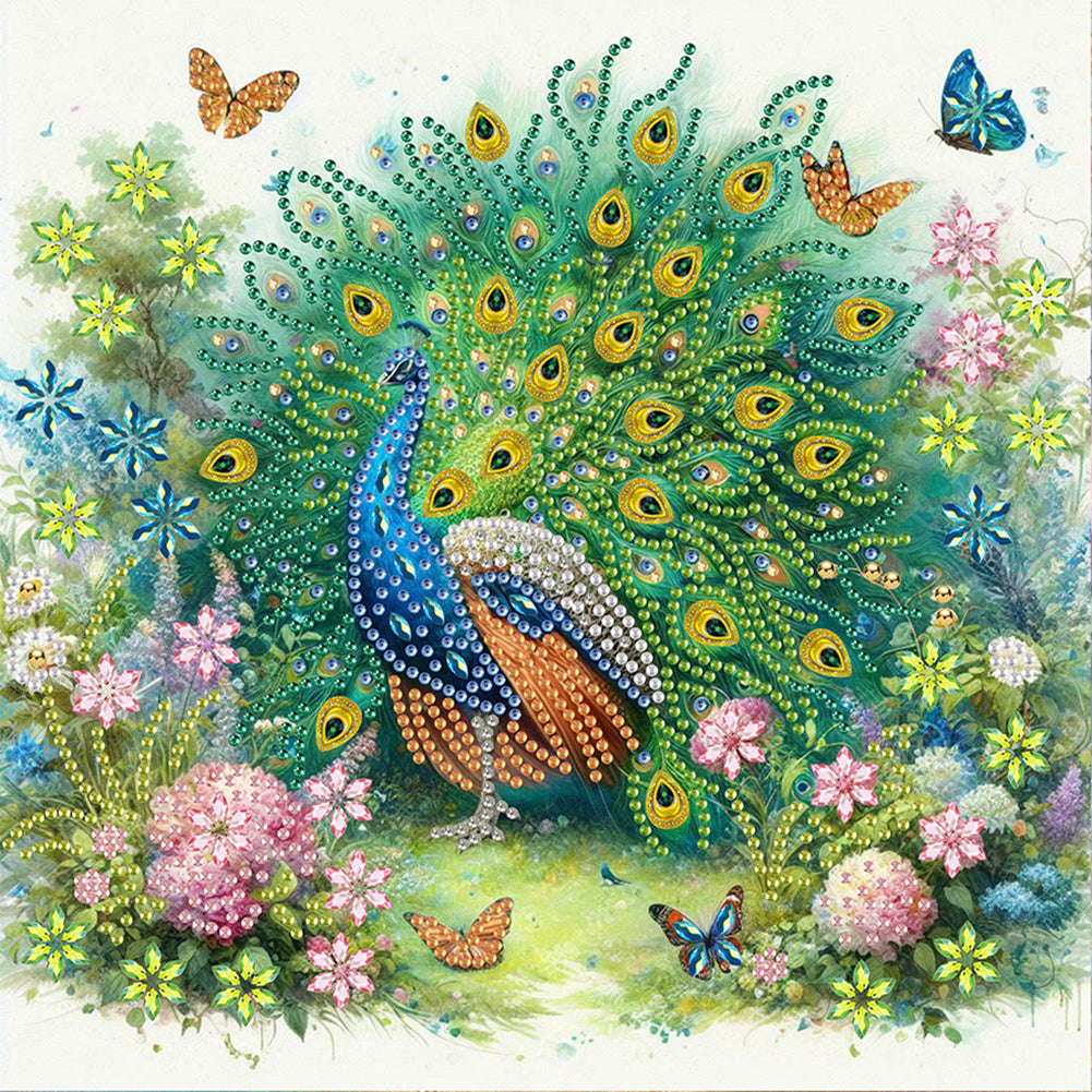 Diamond Painting - Partial Special Shaped - Peacock (30*30CM)