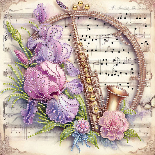 Diamond Painting - Partial Special Shaped - Saxophone And Warbler (30*30CM)