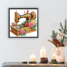 Load image into Gallery viewer, Diamond Painting - Partial Special Shaped - Sewing Machine And Rose (30*30CM)
