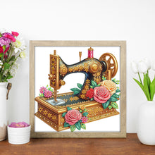 Load image into Gallery viewer, Diamond Painting - Partial Special Shaped - Sewing Machine And Rose (30*30CM)
