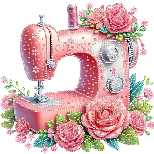 Diamond Painting - Partial Special Shaped - Pink Sewing Machine (30*30CM)
