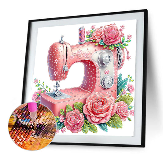 Diamond Painting - Partial Special Shaped - Pink Sewing Machine (30*30CM)