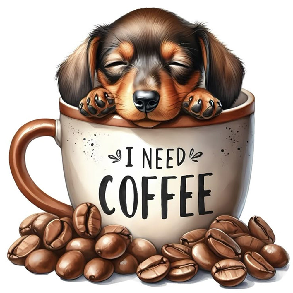 Diamond Painting - Full Round - Coffee Puppy (30*30CM)