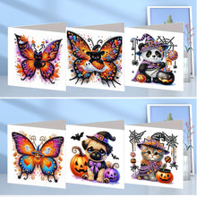 Load image into Gallery viewer, 6PCS DIY Diamond Art Greeting Cards Halloween Designs for Festival Gift (IHK061)
