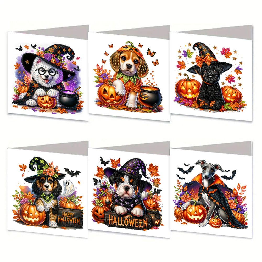 6PCS DIY Diamond Art Greeting Cards Halloween Designs for Festival Gift (IHK062)
