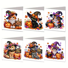 Load image into Gallery viewer, 6PCS DIY Diamond Art Greeting Cards Halloween Designs for Festival Gift (IHK063)
