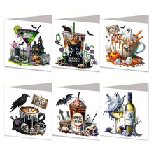 Load image into Gallery viewer, 6PCS DIY Diamond Art Greeting Cards Halloween Designs for Festival Gift (IHK067)
