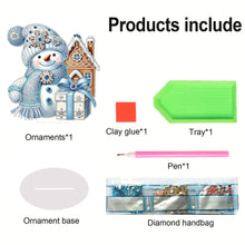 Load image into Gallery viewer, 2D Flat Snowman Print DIY Desktop Diamond Art Kits for Home Office Desktop Decor
