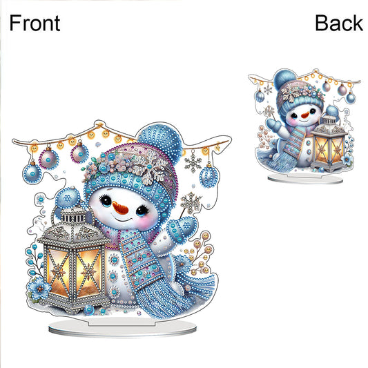 2D Flat Snowman Print DIY Desktop Diamond Art Kits for Home Office Desktop Decor