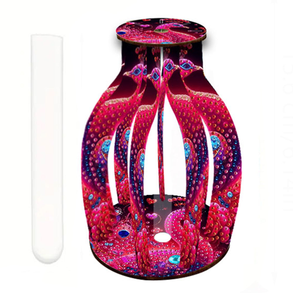 Peacock Diamond Painting Flower Vase Desktop Diamond Art Kits for Home Decor