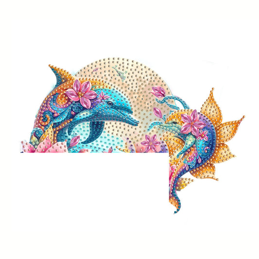 Dolphin 2D Flat Diamond Painting Door Corner Sign DIY Door Frame Decoration