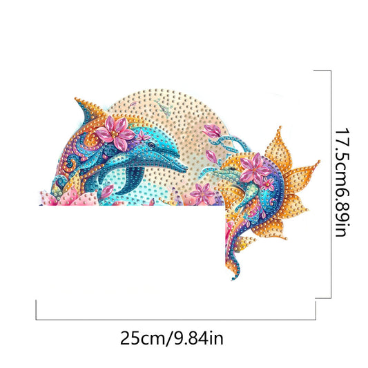 Dolphin 2D Flat Diamond Painting Door Corner Sign DIY Door Frame Decoration