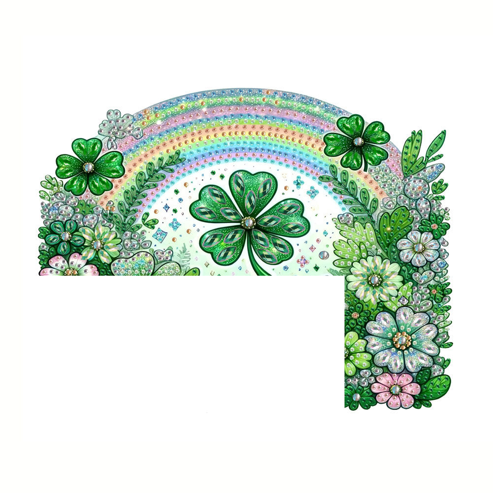 Rainbow Clover 2D Flat Diamond Painting Door Corner Sign DIY Door Frame Decor