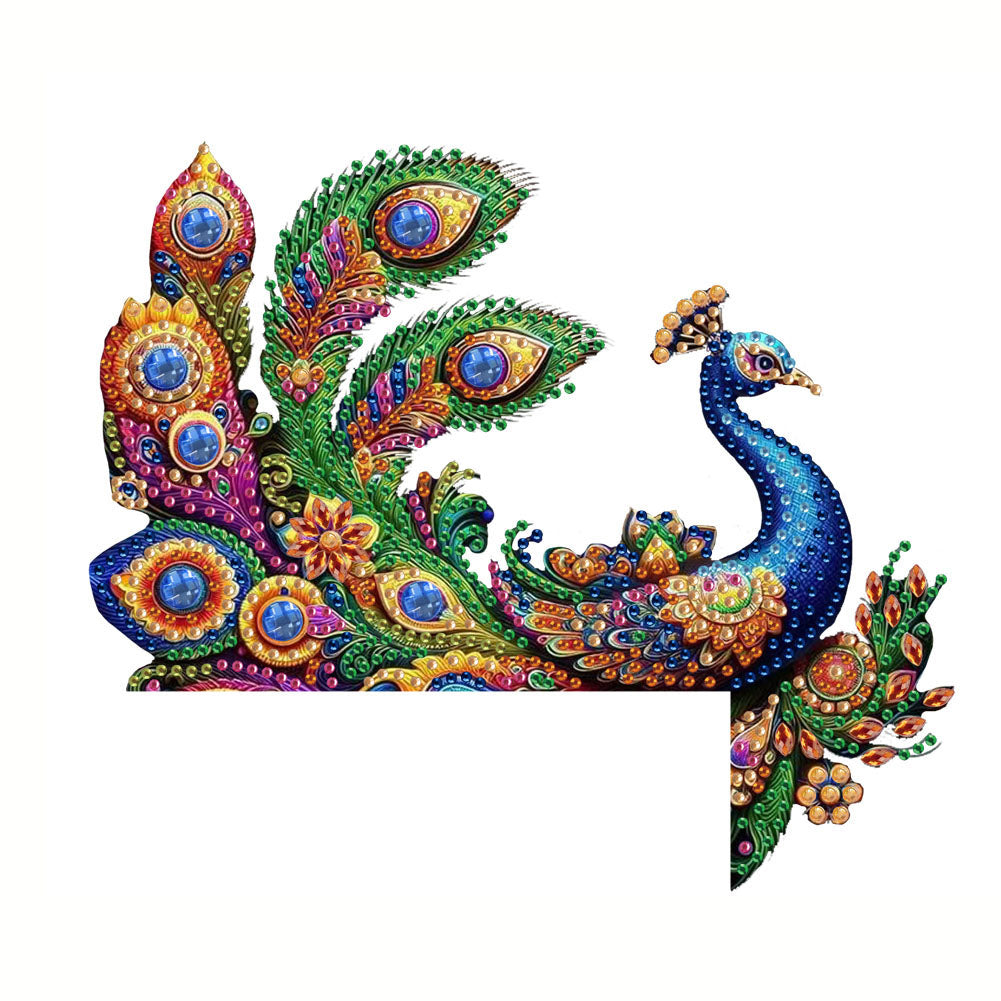 Peacock 2D Flat Diamond Painting Door Corner Sign DIY Door Frame Decoration