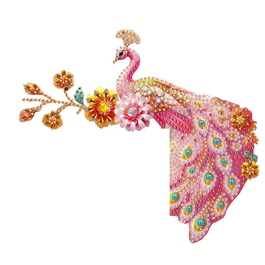 Pink Peacock 2D Flat Diamond Painting Door Corner Sign DIY Door Frame Decor