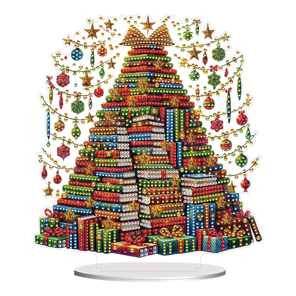 Acrylic 2D Flat Print Book Xmas Tree DIY Table Top Diamond Painting Ornament Kit