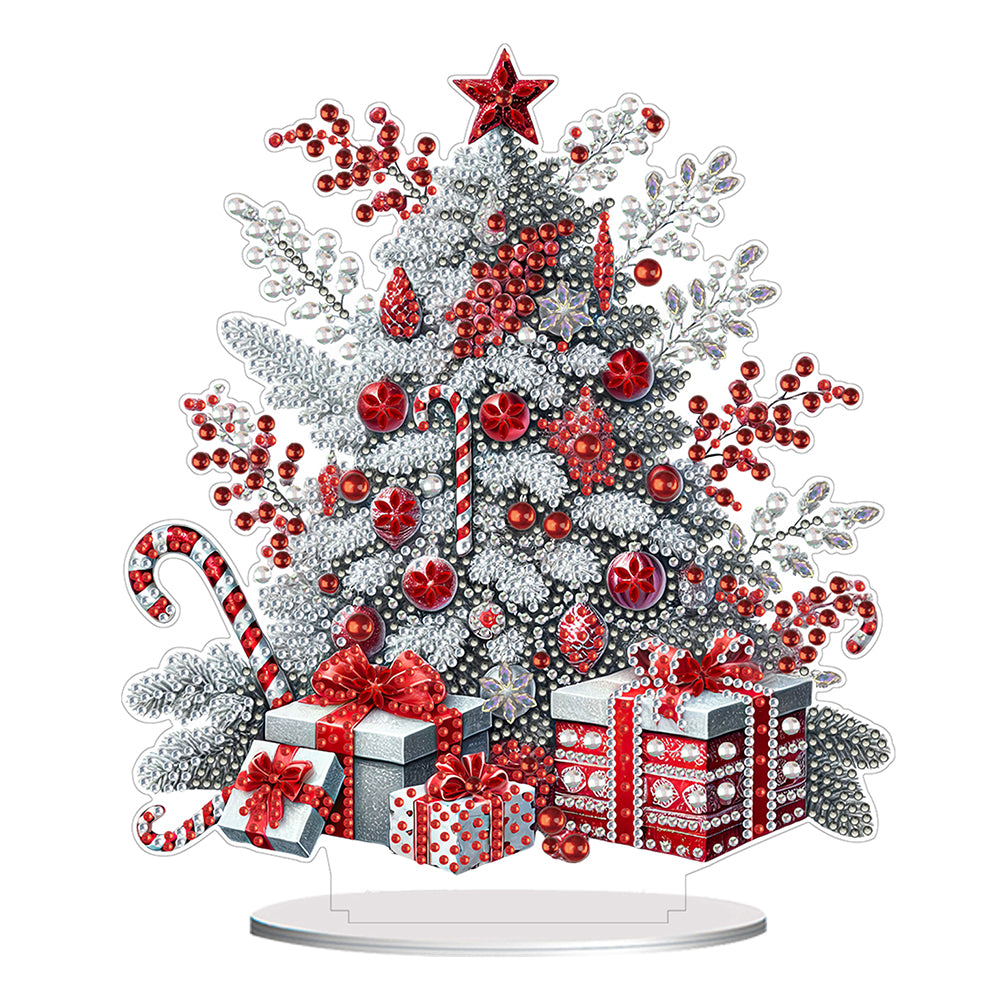 2D Flat Print Snow Xmas Tree DIY Table Top Diamond Painting Ornament Kits