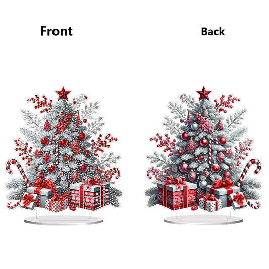 2D Flat Print Snow Xmas Tree DIY Table Top Diamond Painting Ornament Kits
